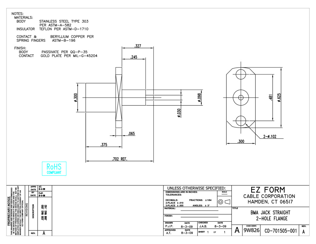 BMA Connector - 2-Hole Jack to Receptacle